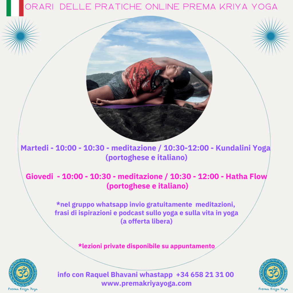 PREMA KRIYA YOGA - Out25 - nuovi orari lezioni online prema kriya yoga