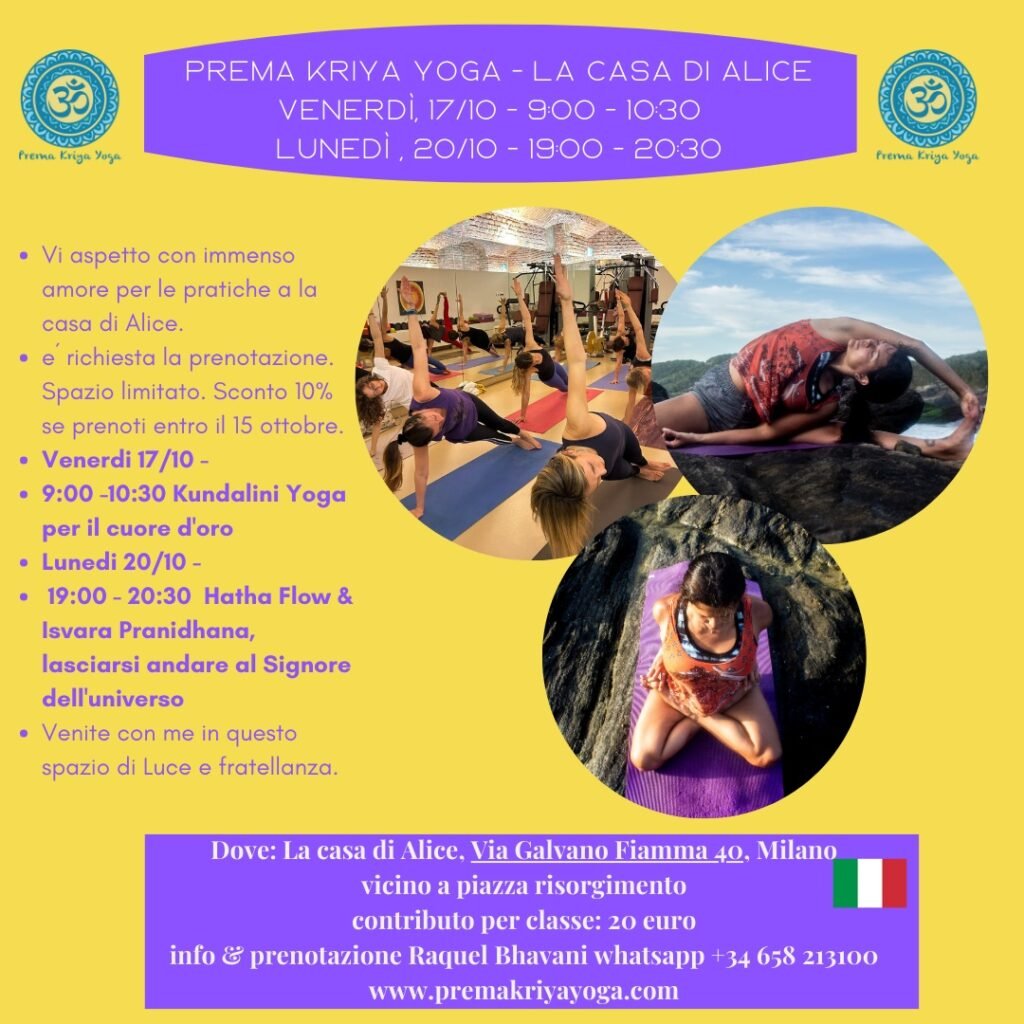 PREMA KRYIA YOGA - Newsletter ottobre 25 - pratica a casa di Alice milano