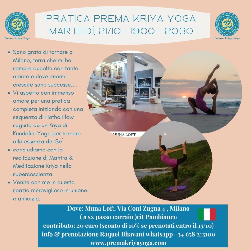 PREMA KRYIA YOGA - Newsletter ottobre 25 - pratica milano 21_10