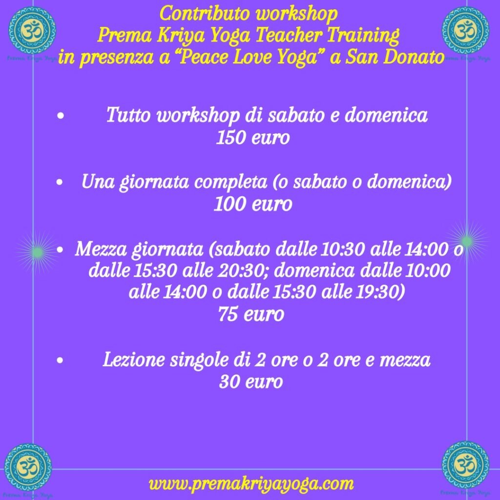 PREMA KRYIA YOGA - Newsletter ottobre 25 - workshop prema kriya yoga prezzi