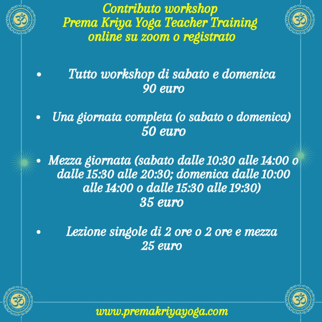 PREMA KRIYA YOGA - TeacherTraining Nov25 -contributo workshop online