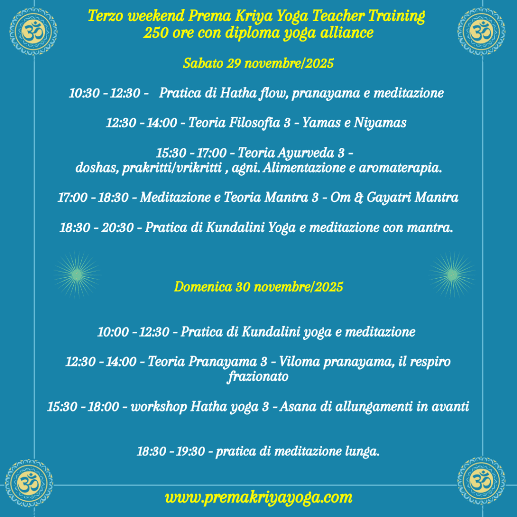 PREMA KRIYA YOGA - TeacherTraining Nov25 -terzo weekend prema kriya yoga teacher training
