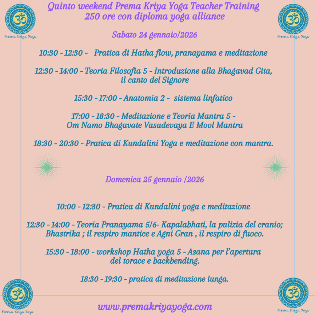 PREMA KRIYA YOGA - Workshop San Donato -quinto weekend in presenza milano