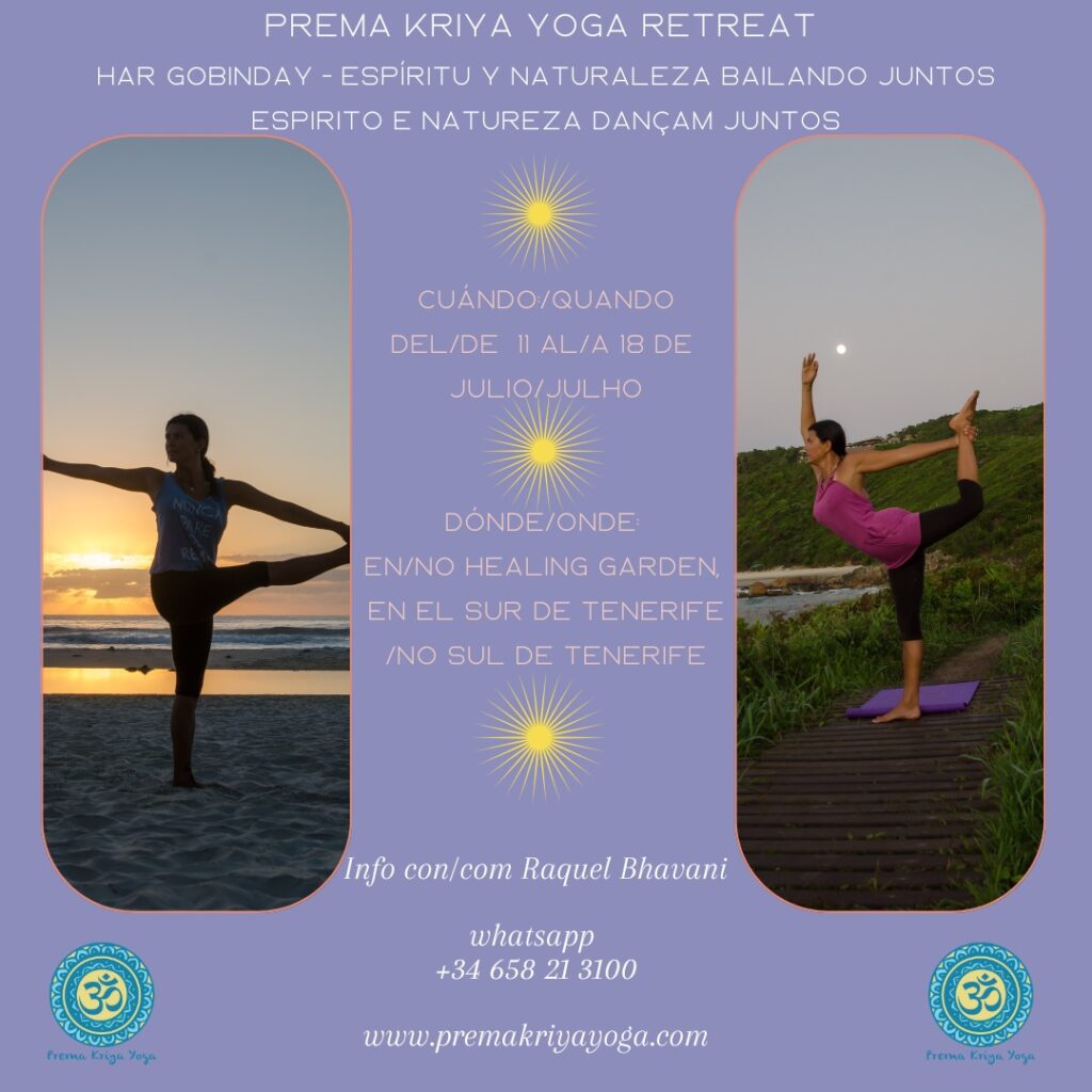 PREMA KRIYA YOGA - Har Gobinday - PT ES - flyer portugues e espanhol retiro