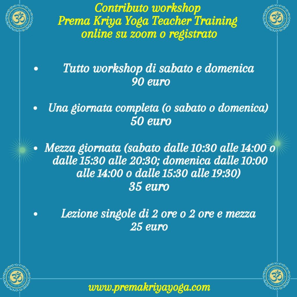 PREMA KRIYA YOGA - workshop online 28_2 e 1_3 - contributo workshop online teacher training