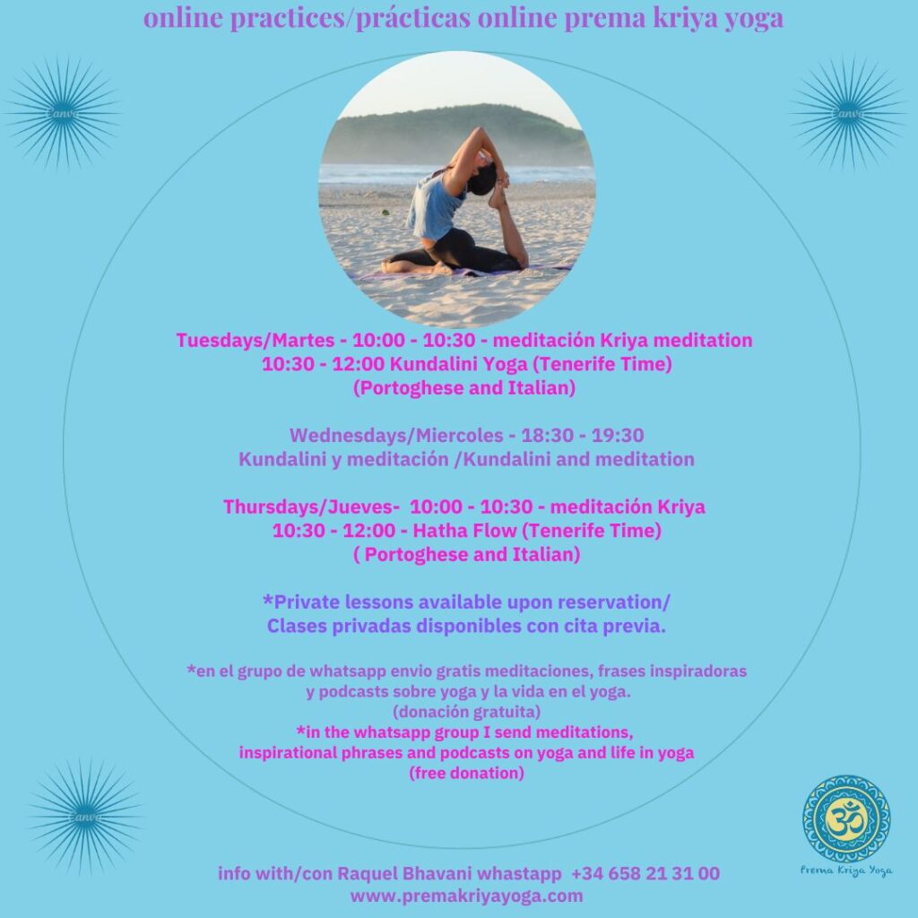 PREMA KRIYA YOGA - Horario das Aulas Online - JUN26 (en es)