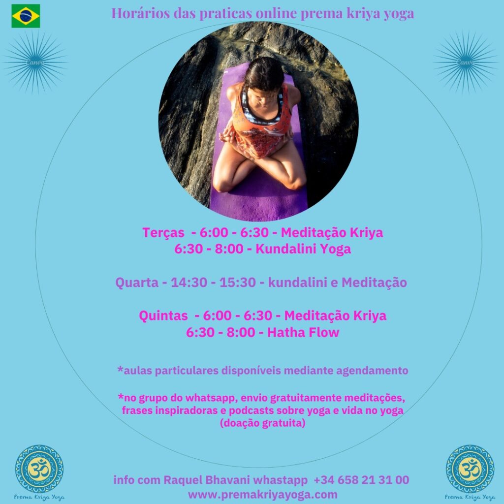 PREMA KRIYA YOGA - Horario das Aulas Online - JUN26 (pt)