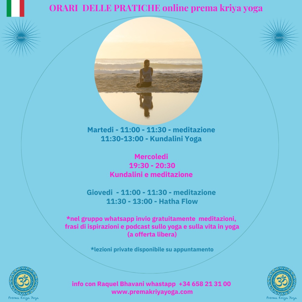 PREMA KRIYA YOGA - Mailing JUN01 - lezioni online zoom - nuovi orari